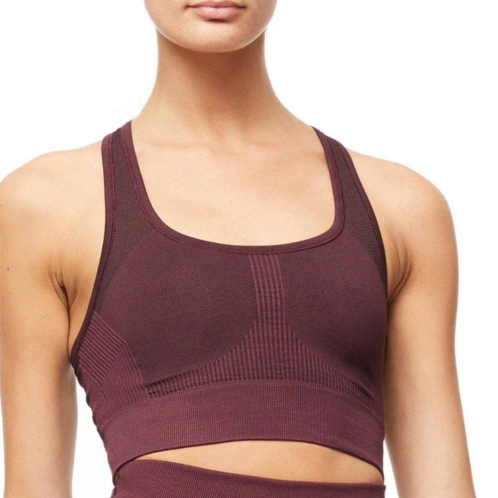 Good American Seamless Racerback Sports Bra Bordeaux Red XXS NWT